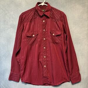 Vintage Liquid Western Shirt Embossed Stripes Embellished Snaps Fancy Decorative